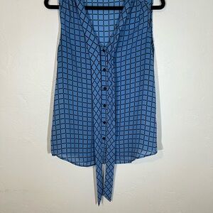 Spense Blue Grid Pattern Women's Blouse